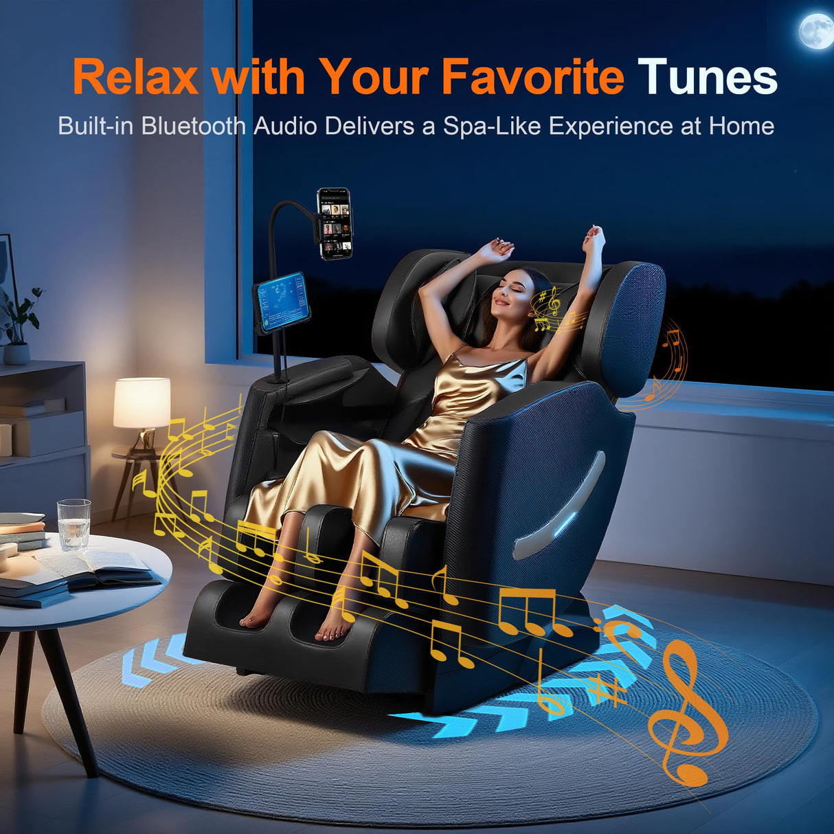 2026 Massage Chair, Zero Gravity Massage Chair Full Body Recliner w/Heat Therapy, 10 Fix Points, Airbag, Auto Mode, Extendable Footrest, LCD, Bluetooth, Gift for Parents & Living Room, Bedroom(Black) GOLD TIME