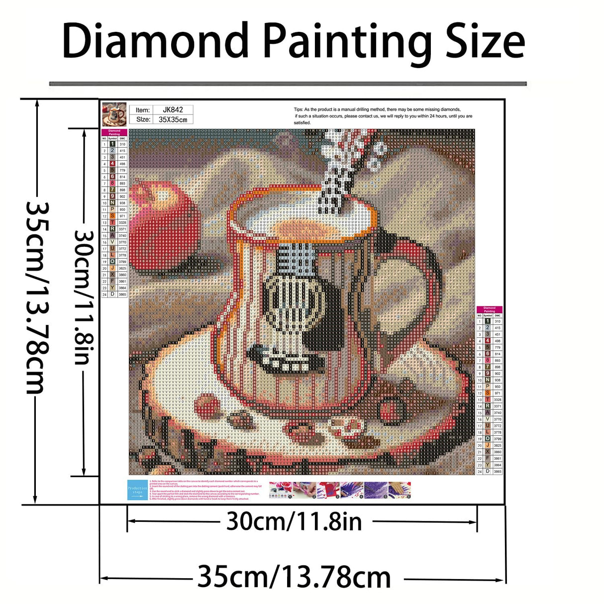 GXGLLPZBY DIY Novelty Musical Instrument Coffee Mug Diamond Art Kits, 5D Diamond Painting for Beginners Adults, Round Full Drill Diamond dot Art Kits, Gem Art for Adults Home Wall Decor 13.8x13.8in GXGLLPZBY