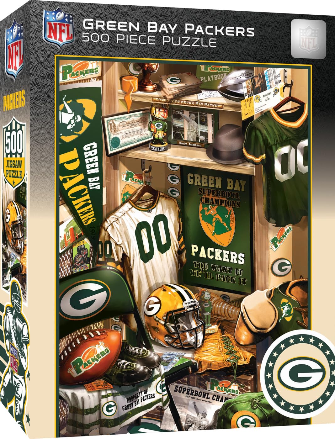 MasterPieces Game Day 500 Piece Jigsaw Puzzle for Adults - NFL Green Bay Packers Locker Room - 15"x21" Masterpieces
