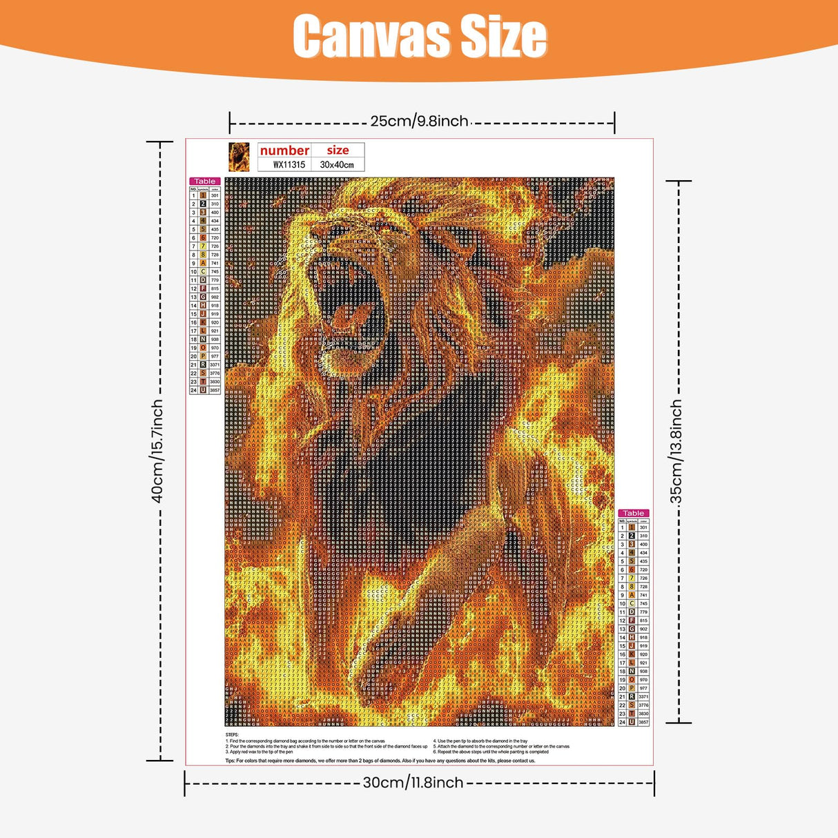 QENSPE Diamond Painting Kits for Adults,Lion Full Drill Diamond Art Diamond Dots Paintings for Beginners,Lion Round 5D DIY Arts and Crafts for Home Wall Decor 12x16 inch QENSPE