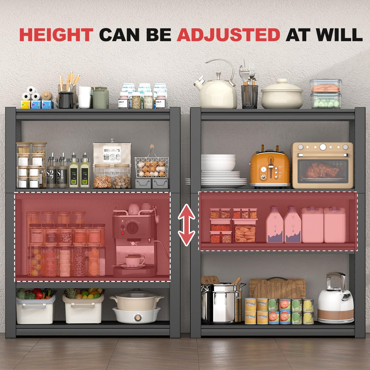 FATIGOS 1600LBS Garage Shelving 4 Tier Heavy Duty Garage Shelving, Adjustable Metal Shelving Unit for Basement, Warehouse, Pantry, Closet, Kitchen,13.78" D x 29.53" W x 55.12" H FATIGOS