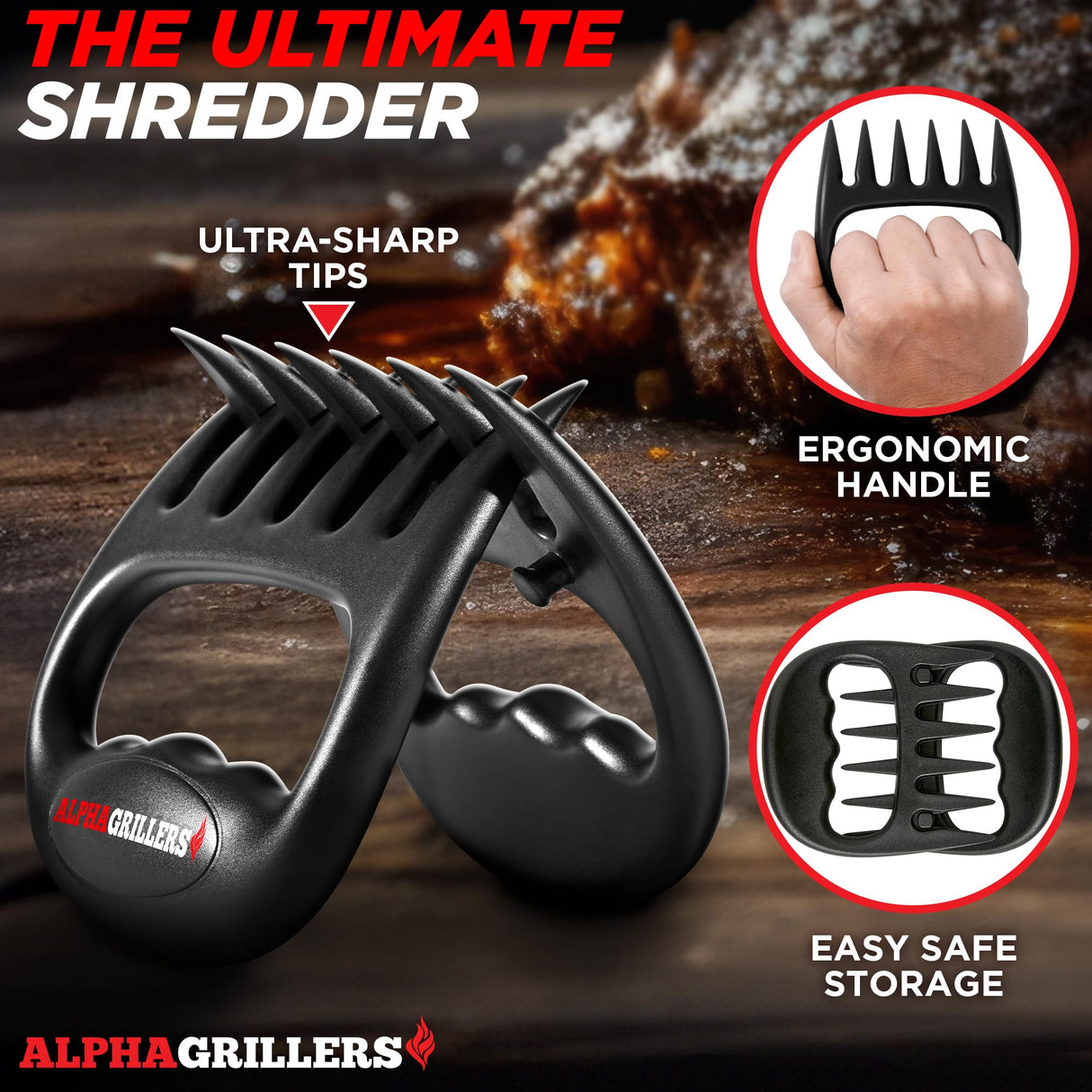 Meat Shredder Claws - BBQ Smoker Accessories Pulled Pork Tool - Barbecue Grilling Gifts for Men Valentines Day Gifts for Him Alpha Grillers