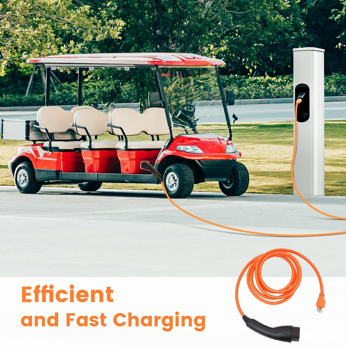 Gtouse Golf Cart Charger Power Cord Golf Cart Charging Cable Replacement Fits for Evolution ICON EV Golf Carts 120V Charging Power Cord Replaces 2.04.0620 Golf Cart Accessories Gtouse