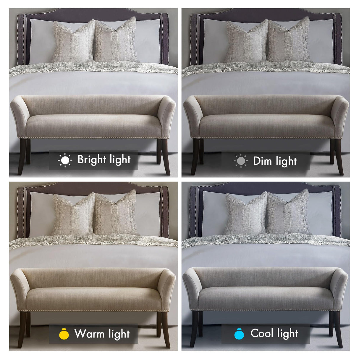 Madison Park Accent Bench, Upholstered with Nailhead Trim, & Padded Seat Entryway Bench Small, End of Bed Bench with Back, 49.5" W x 19.25" D x 23" H, Grey Madison Park