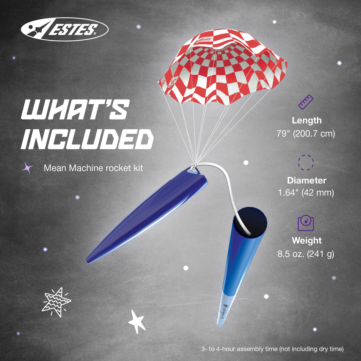 Estes 1295 Mean Machine Rocket-Building Kit, Advanced Flying-Rocket-Model Kit for Ages 10+ Estes