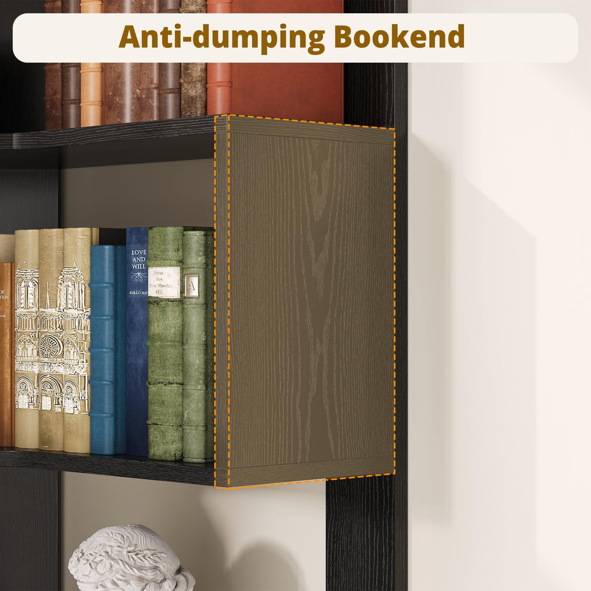 IRONCK Corner Bookshelf, 80.3" Tall Corner Bookcases with Anti-Drop Panel, Corner Shelf Storage Display Rack for Living Room Home Office, Black IRONCK