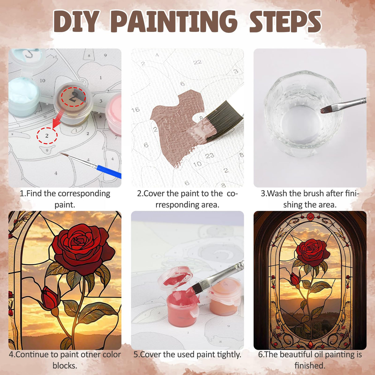 DOMROM Framed Paint by Numbers Kit for Adults Beginners with Wooden Easel, DIY Rose Paint by Number Kit on Canvas, DIY Oil Painting Kits for Home Wall Decor Gift 12x16inch DOMROM