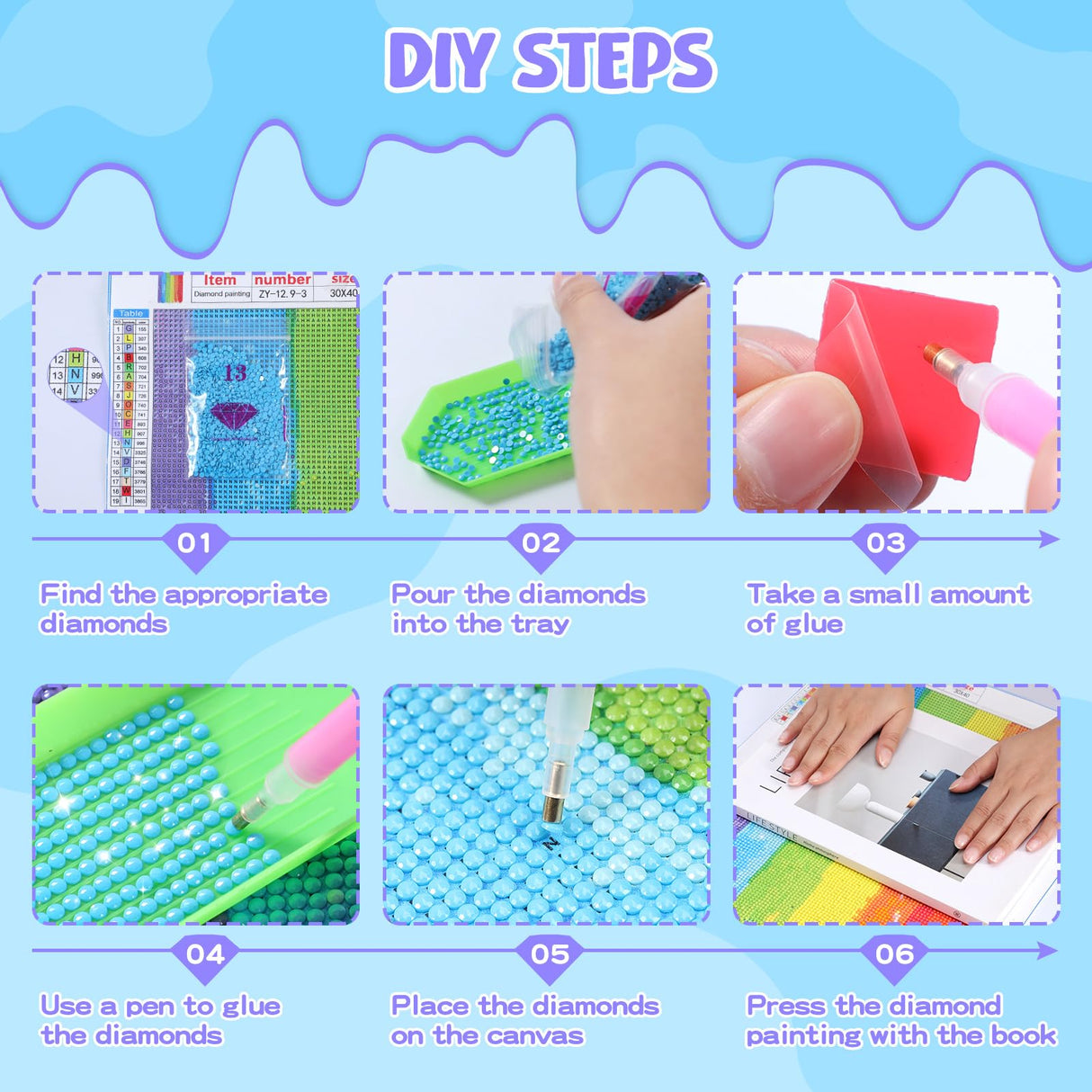 5D DIY Diamond Painting Kits, Cavalier King Charles Spaniel Dog Diamond Art Full Round Drill Crystal Rhinestone Embroidery Pictures Arts Diamond Painting Kits for Wall Decor Gift 30x40cm/12x16inch UPABLUNSO