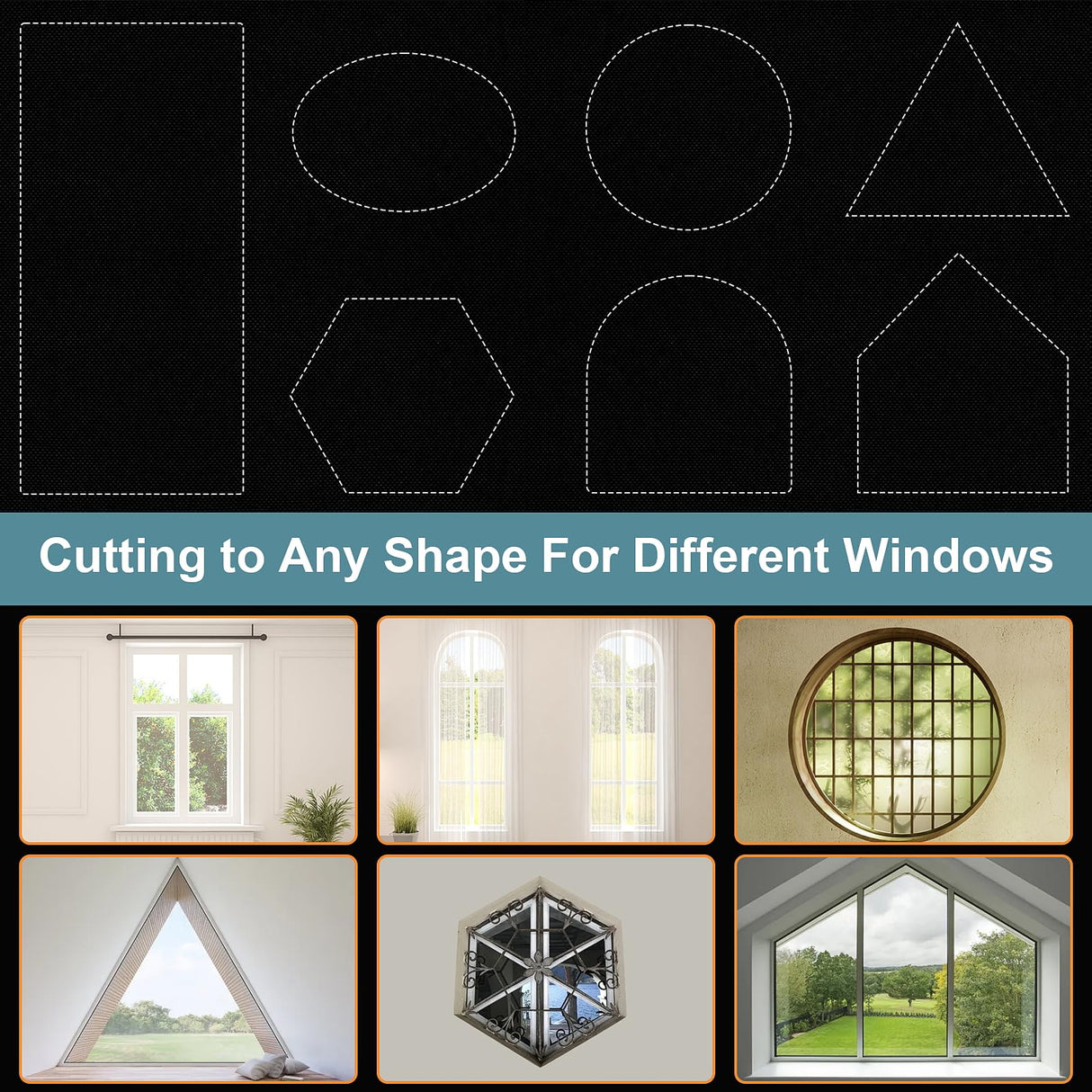 AUYAARS 100% Blackout Curtains 118"x57" Portable No Drill Window Shades for Bedroom, Nursery, RV, Dorm Room, Travel, Temporary Blackout Blinds with Stickers & Tabs, DIY Window Cover (Black) AUYAARS