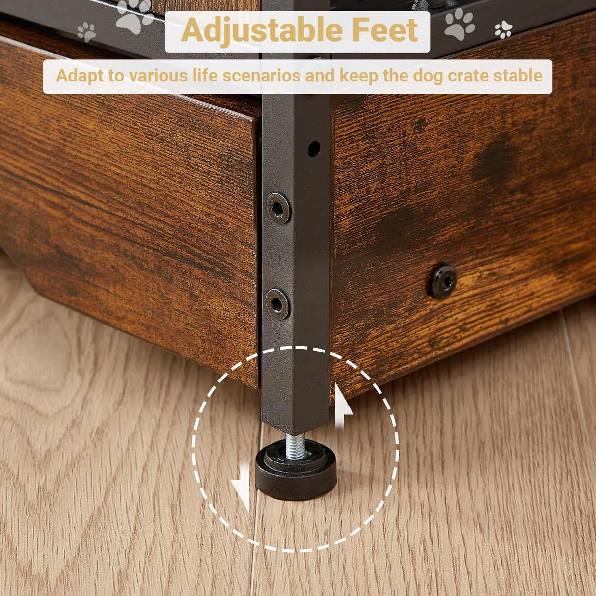 Rovibek 75'' Double Dog Crate Furniture for 2 Large Dogs, Heavy Duty Dog Crate, Furniture Style Dog Crate End Table, Wood Crates for Dogs Kennel Indoor, Decorative Dog Crate with Double Door, Brown Rovibek