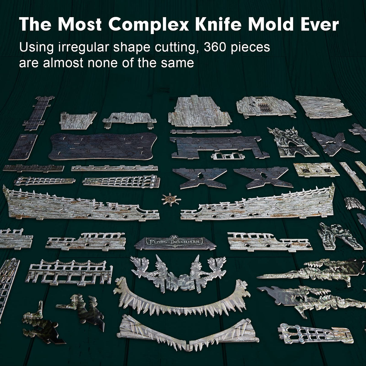 CubicFun 3D Puzzles for Adults Green LED Flying Dutchman, 360 Pieces Pirate Ship Arts & Crafts for Adults Gifts for Men Women Model Kit, Lighting Ghost Ship Easter Gifts Valentine's Day Gift CubicFun