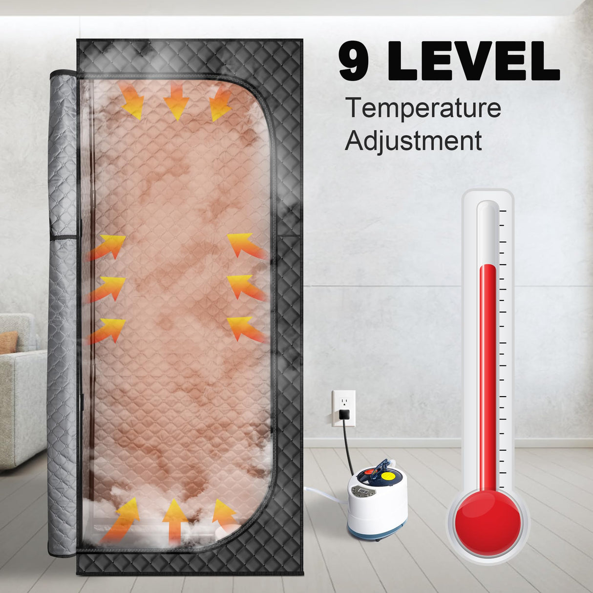 MIXC Portable Steam Sauna Box, Portable Sauna for Home, Person Sauna Tent Sauna Box at Home Spa with 2.6L & 1500W±10%, Remote Control, Folding Chair, Home Sauna for Gym,Pilates,Garage,Hot Tub MIXC