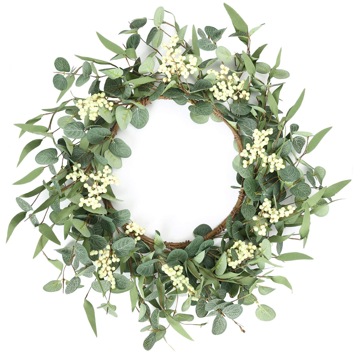 Pinkpum 20'' Eucalyptus Wreath for Front Door, Porch, Window - Green Decor for Home, Farmhouse - Spring, Summer, Fall, All Seasons Pinkpum