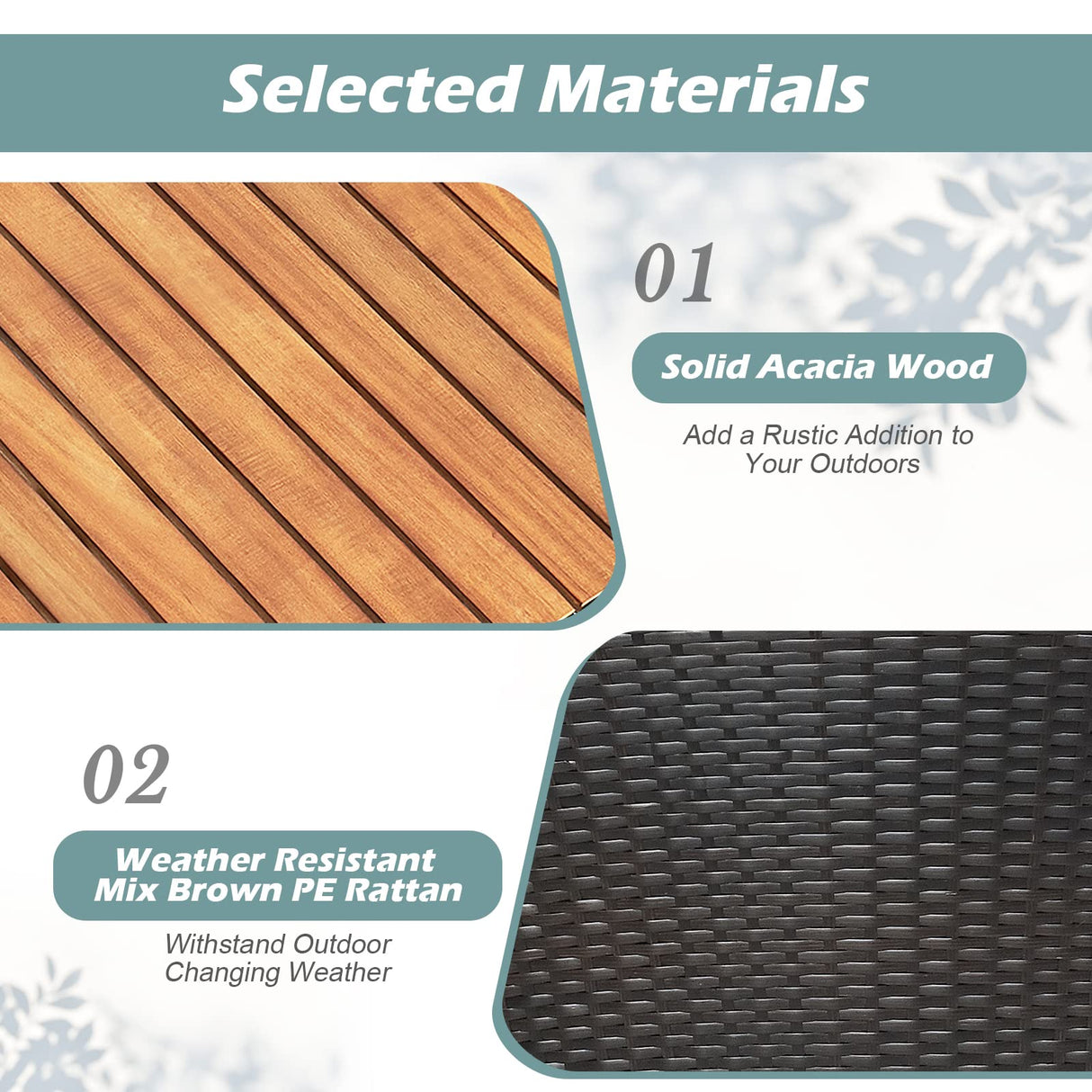 Tangkula 3-Piece Patio Furniture Set, Patiojoy Outdoor PE Wicker Bistro Set with Soft Cushions and Solid Acacia Wood, Outdoor Conversation Set with Porch, Balcony and Garden (Black) Tangkula