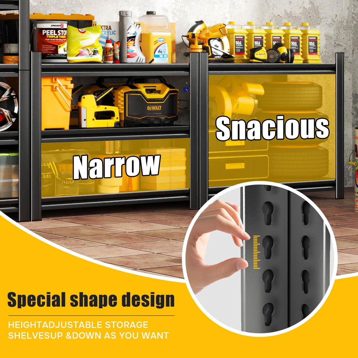 Leariso 4-Tier Heavy Duty Metal Garage Shelving Units, Adjustable & Detachable Storage Shelves, Industrial Steel Rack Shelf for Garage Storage, Tools, & Equipment (Black-63.00H*39.37W, 15.75D-4Tier) Leariso