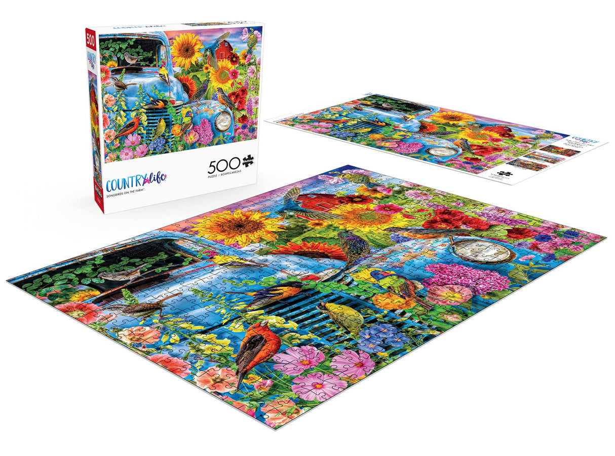 Buffalo Games - Country Life - Songbirds on The Farm - 500 Piece Jigsaw Puzzle Buffalo Games