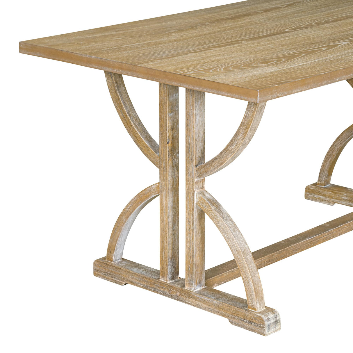 Merax 6 Pieces Wood Dining Table Set with Bench, Retro Rectangular Table with Unique Legs and 4 Upholstered Chairs & 1 Bench for Dining Room and Kitchen (Natural Wood Wash+Beige) Merax