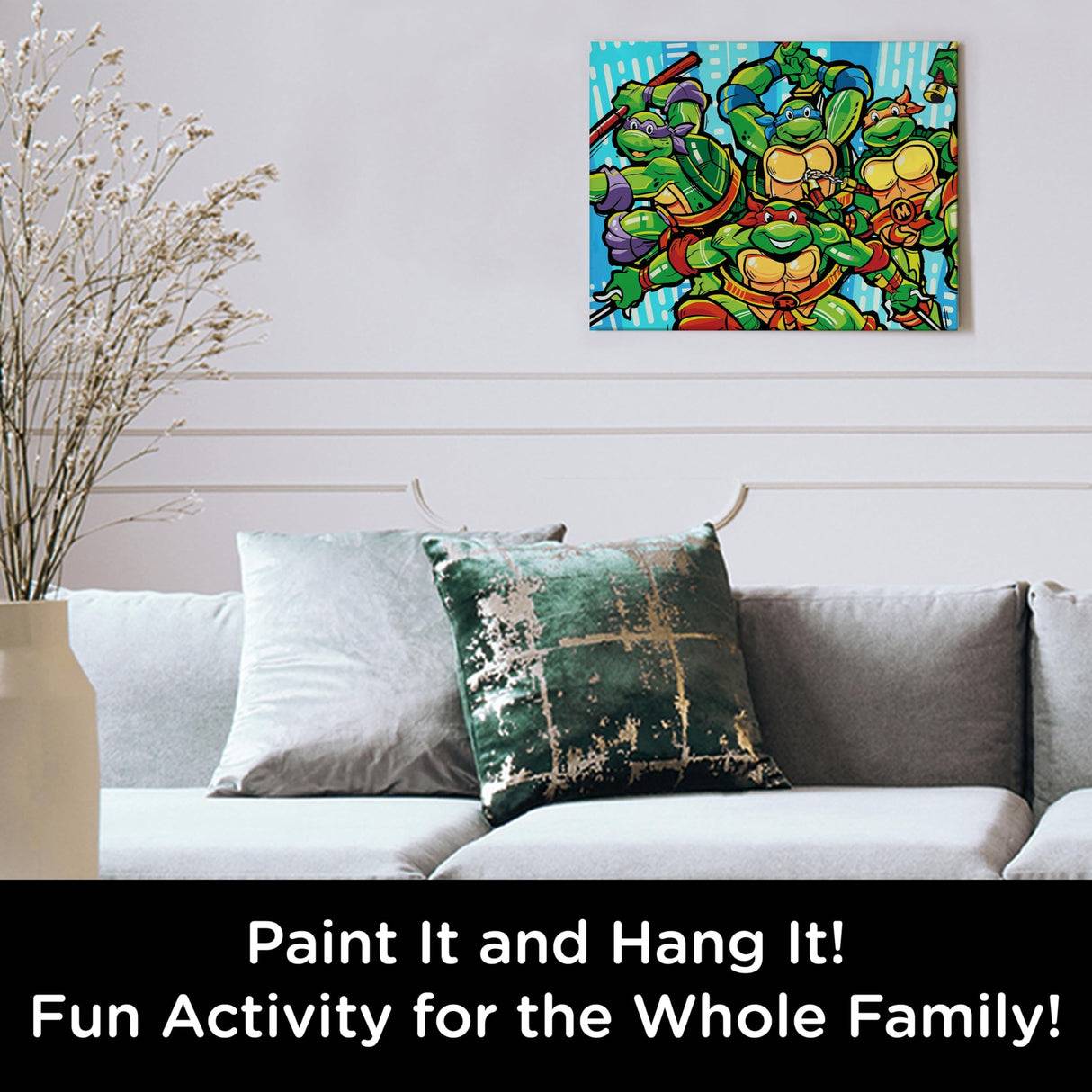 AQUARIUS Teenage Mutant Ninja Turtles Art by Numbers Painting Kit (16 x 20 Stretched Canvas) 24 Paints, 3 Paint Brushes, Ready to Hang, Officially Licensed TMNT Collectible - 16x20 in AQUARIUS