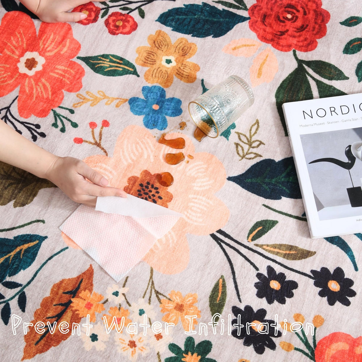 Rugcomf Runner Rug for Hallways Kitchen Runner Rug Non Slip 2'x 6' Washable Runner Rugs with Rubber Backing Soft Floral Carpet Runner for Hallways, Kitchen, Laundry, Bedroom, Bathroom(Beige) Rugcomf