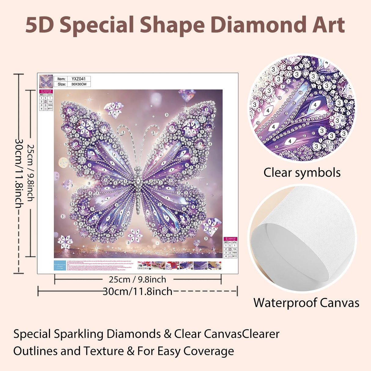 Aestalrcus Butterfly Diamond Art Kits for Adults, Butterfly Special Shape Diamond Painting Kits for Adults, DIY Gem Art Crystal Rhinestones for Gift Home Wall Decor 12x12 Inch Aestalrcus