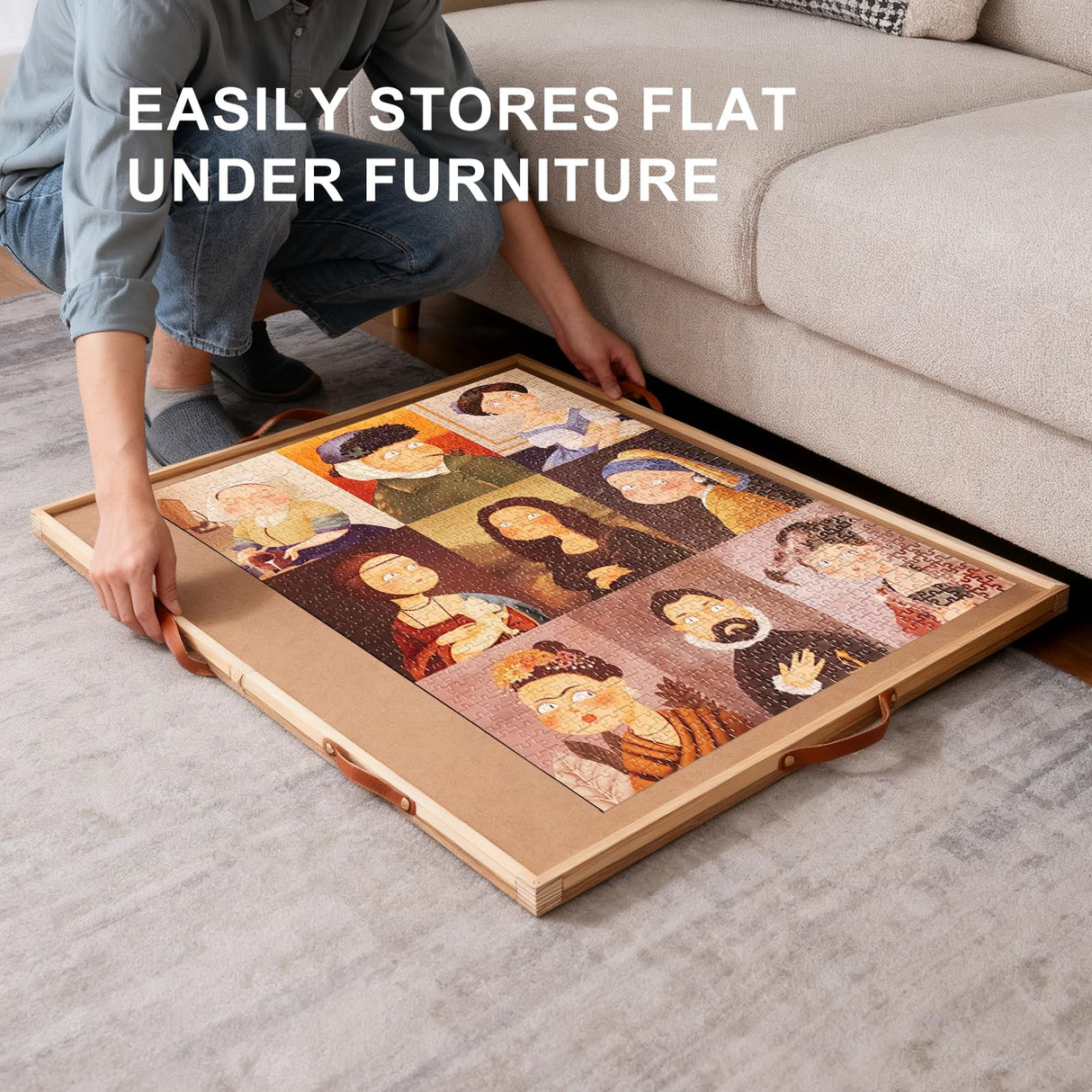 USEFULTEK 1500 Pieces Rotating Puzzle Board with 6 Drawers & Cover, 27"x35" Portable Wooden Jigsaw Puzzle Table for Adults, Lazy Susan Spinning Puzzle Board w/h 2 Large, 4 Small Drawers for Gift USEFULTEK