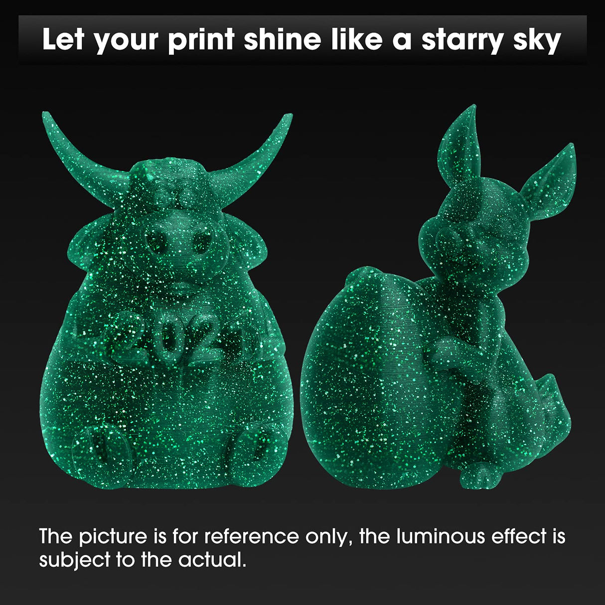 eSUN eStars PLA Luminous 3D Printer Filament, 1.75mm 1KG Spool Upgrade Strong Glow in The Dark Shiny PLA for 3D Printers, Luminous Shiny Galaxy Black eSUN