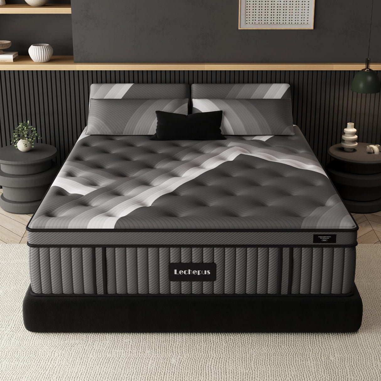 Lechepus 14Inch California King Mattress in Box, Plush Memory Foam Calking Size Mattress Sleep Presssure Relief, 5-Zone Individual Pocket Spring Mattresses, CertiPUR-US Certified None of Fiberglass Lechepussleep