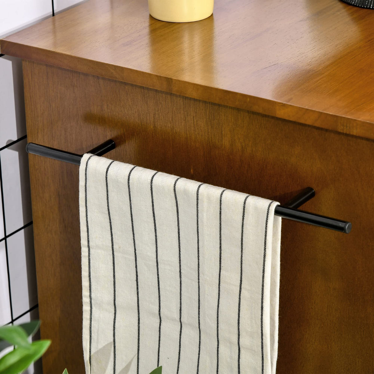 HOMCOM Modern Kitchen Island on Wheels, Rolling Kitchen Cart with Drawer, Storage Cabinet, and 2 Towel Racks for Dining Room, Brown HOMCOM