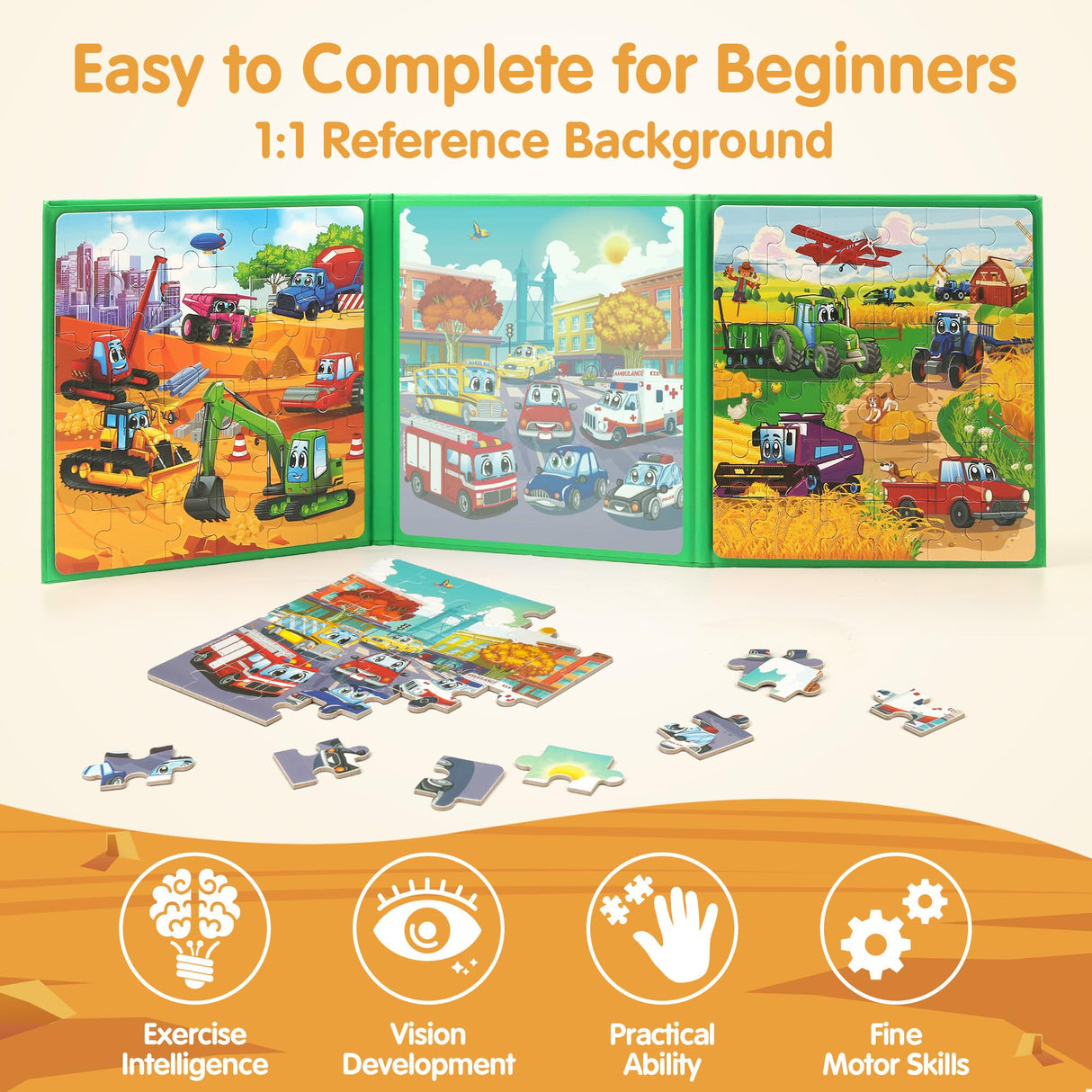 SYNARRY Vehicle Theme Magnetic Puzzles for Toddlers 3-5, 36 Pieces Travel Puzzles for Kids Ages 4-8, Car Airplane Road Trip Activities Magnet Games Toys for 3 4 5 6 Year Old Children Boys Girls Gifts SYNARRY