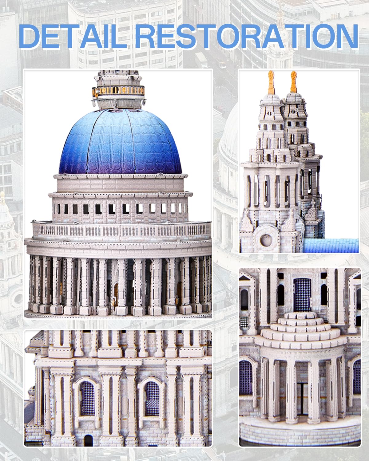Piececool 3D Metal Puzzles for Adults, St. Paul's Cathedral Metal Model Kit, London Cathedral Architecture Building Kits, DIY Hobbies Crafts for Adult Family Time,Home Decor Best Gifts Piececool