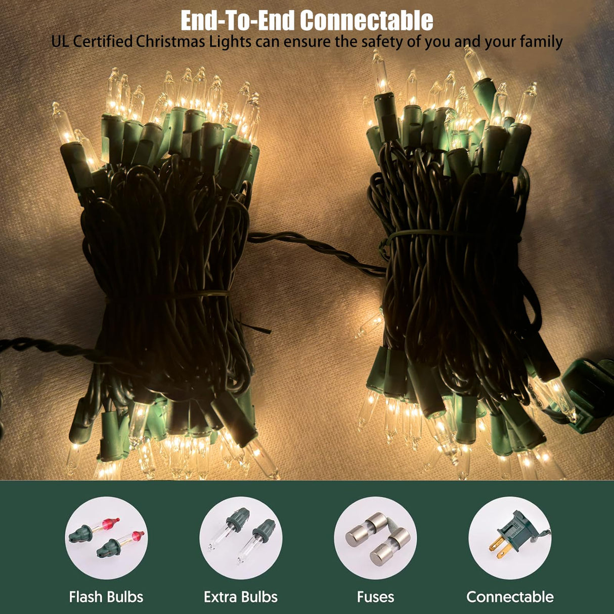 HISHINY Christmas Lights 100 Count Clear Christmas Tree Lights String with Green Wire for Outdoor Indoor Christmas Decorations Wedding Decorations Valentines Day Decor,UL Certified (21feet) HISHINY