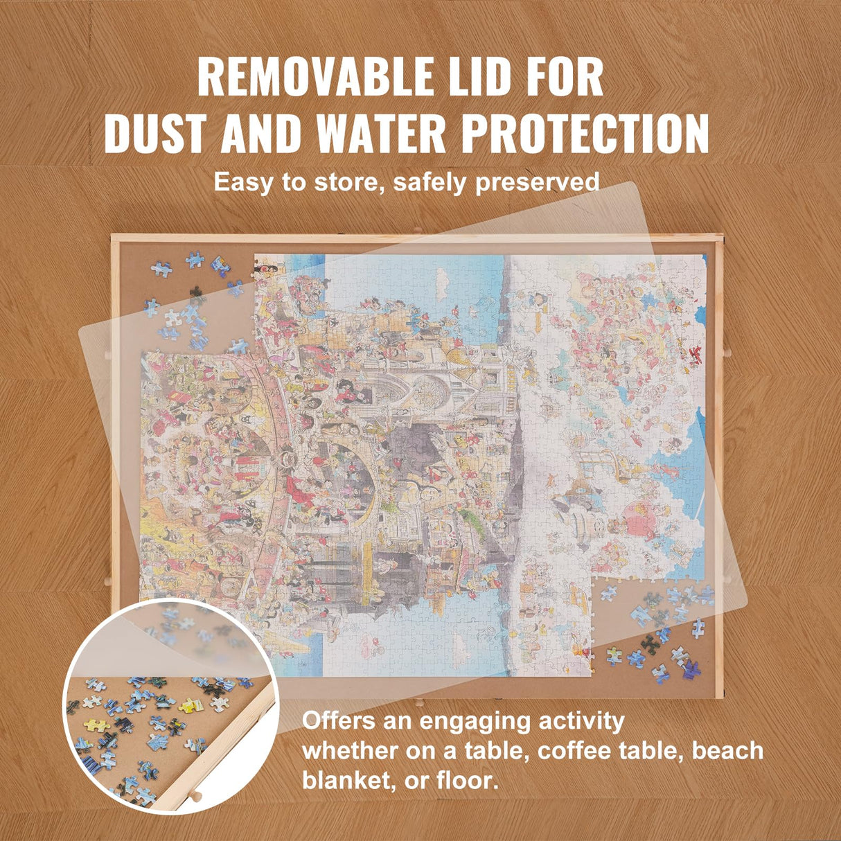 VEVOR 1500 Piece Puzzle Board with 6 Drawers and Cover, 32.7"x24.6" Rotating Wooden Jigsaw Puzzle Plateau, Portable Puzzle Accessories for Adult, Puzzle Organizer & Puzzle Storage System, Gift for Mom VEVOR