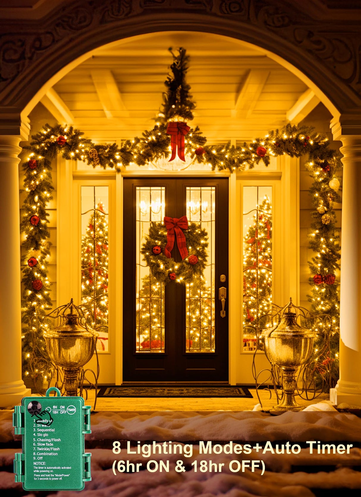 Brightown Christmas Tree Lights Battery Operated Outdoor, 10Ft 120 LED Christmas Cluster Lights Firecracker String Lights Waterproof Twinkle Lights for Indoor Wreath Xmas Tree Christmas Decorations Brightown