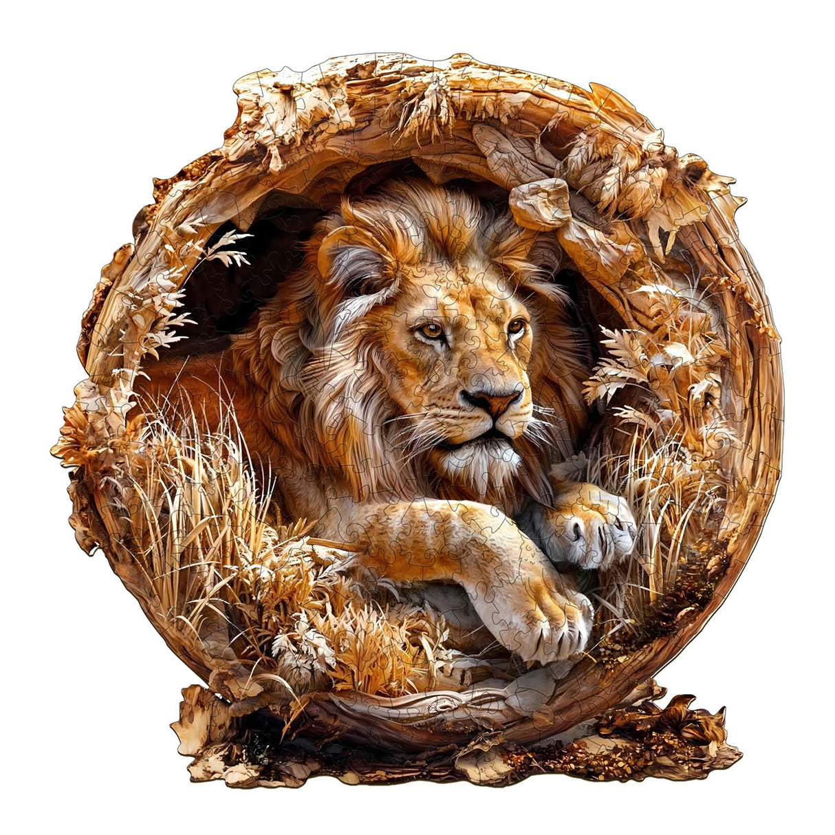 KAAYEE Wooden Puzzles for Adults, 3D Vision Effect Lion King Wooden Jigsaw Puzzles 200 PCS Unique Shape Advanced Wood Puzzle Adult, 3D Effect Flat Puzzle Birthday Gifts Family Game (M-11.4 * 11.4in) KAAYEE