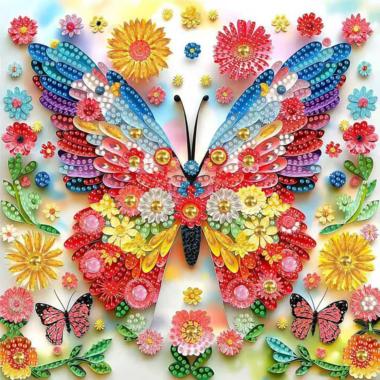 CraftCraze Diamond Painting Adult Kits, Diamond Art Kits for Beginners, DIY Butterfly Full Drill Diamond Painting for Home Wall Decoration 11.8 x11.8 inches CraftCraze