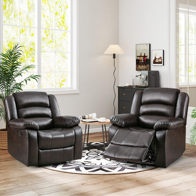ANJ Faux Leather Recliner Chairs, Set of 2, Manual Reclining with 150-Degree Recline, Dark Brown (2, Dark Brown)