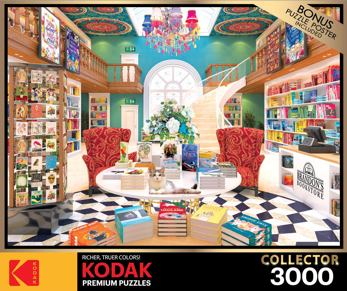 RoseArt - Kodak Premium - Brandon's Bookstore - 3000 Piece Jigsaw Puzzle for Adults RoseArt