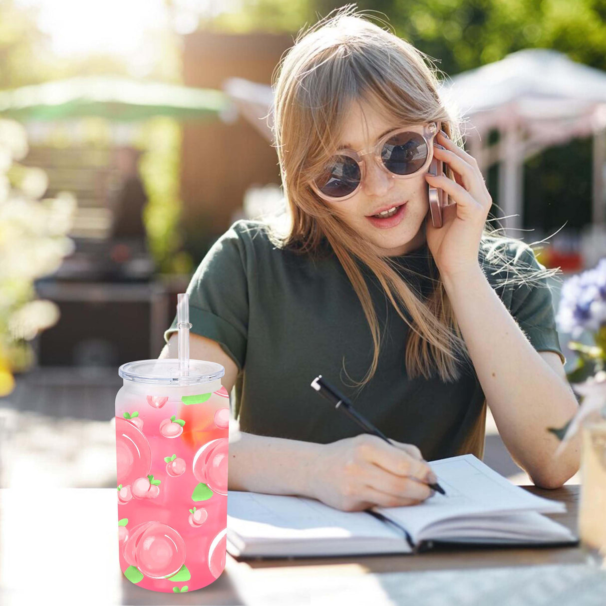 Joyclub 8 Pack Sublimation Cups 16 OZ Frosted Glass Cans Blanks with Clear Lids Mason Jars for Iced Coffee Beer Juice and Soda Drinks Joyclub