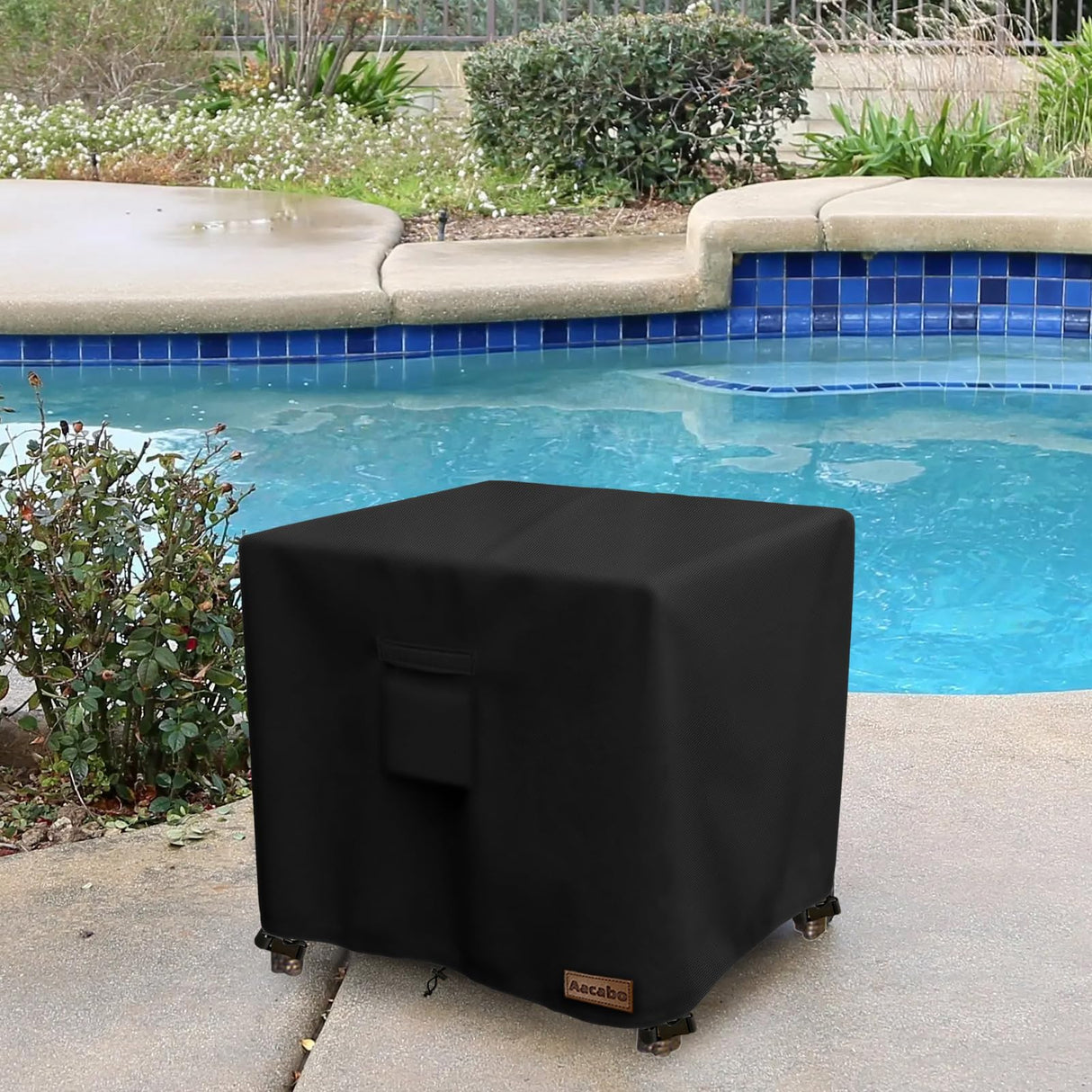 Aacabo Patio Wicker Side Table Cover,22W x 22D x 18H inch,Waterproof Square Patio Small Side Table Cover,Suitable for 3-Piece Outdoor Wicker Patio Bistro Set Side Table Aacabo