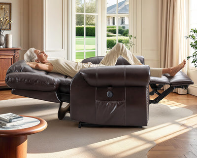 SELLERWE Lay Flat Dual Motor Power Lift Recliner Chair with Massage and Heat for Elderly, Breathable Leather Overstuffed Recliner Chairs, Infinite Position Lift Chairs for Sleeping,1PC,Brown