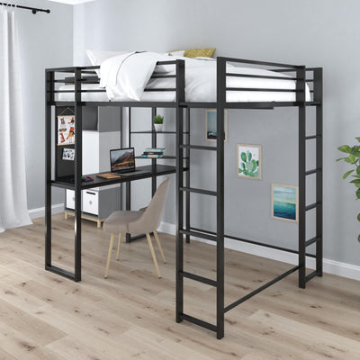 DHP Abode Full Size Metal Loft Bed, Black