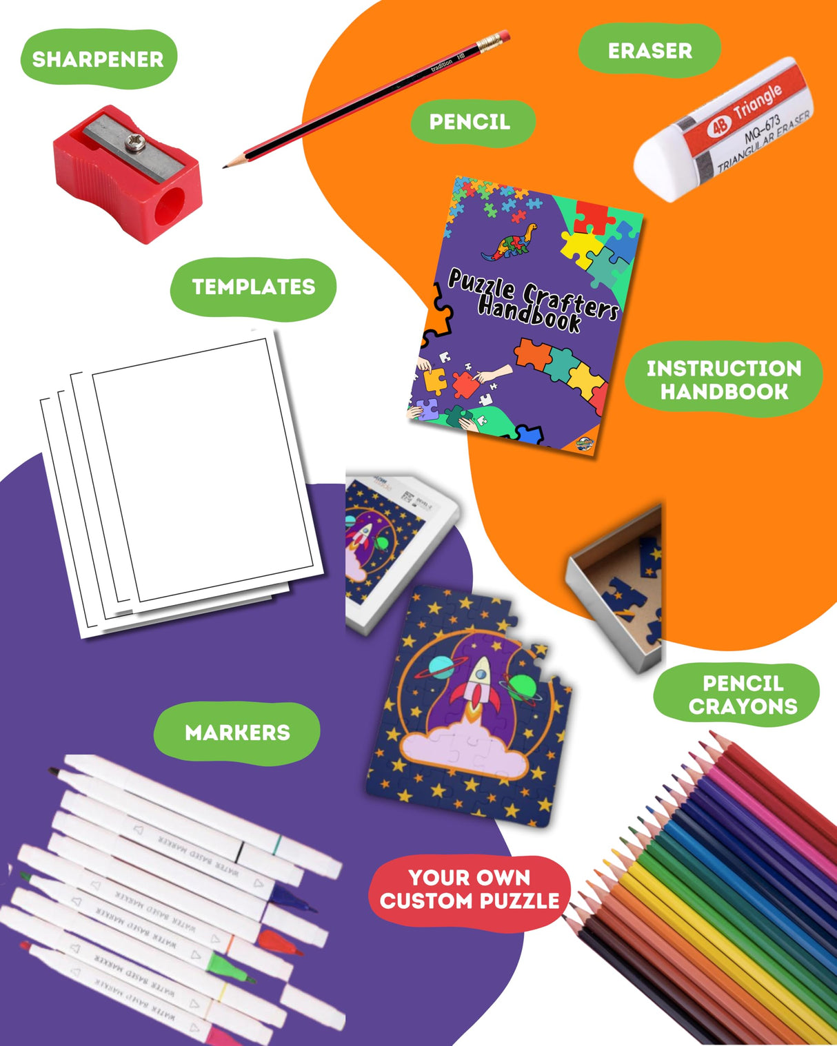 PuzzleCrafters Puzzle Making Kit for Kids - Create Your Personalized Custom Printed Puzzles from Photo's or Hand-Drawn Art - Great Gift for Creative Kids - 30, 100, 250, 500, or 1000 Jigsaw Pieces Make It At Home