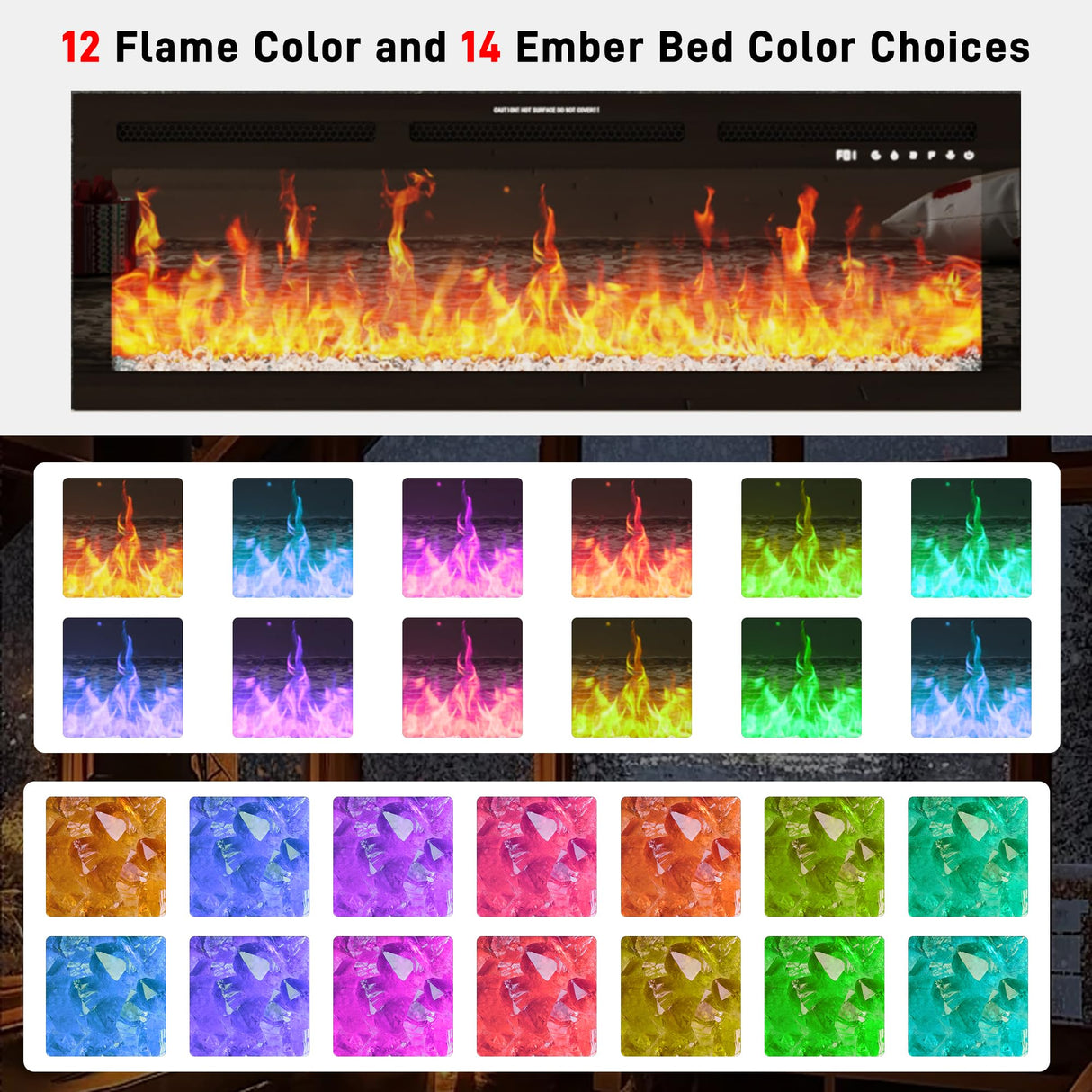 85" Electric Fireplace with Mantel, Fireplace TV Stand w/ 42" Electric Fireplace for 65 Inch TVs with Power Outlets, Farmhouse Entertainment Center with Storage for Living Room, Bedroom, Antique White Hlivelood