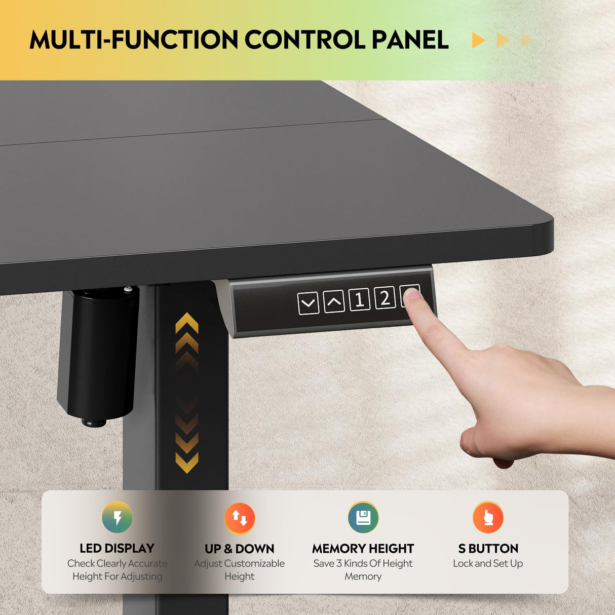 DEVAISE 48 X 24 Inches Electric Standing Desk,Height Adjustable Stand up Desk for Home Office, Ergonomic Sit to Stand Desk with Phone Holder,Black DEVAISE