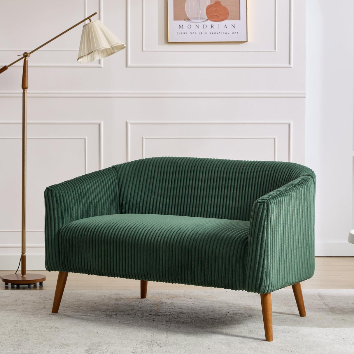 Chifee & Vingol 50.8" W Small Loveseat for Small Spaces with Wood Legs,Green Chifee & Vingol
