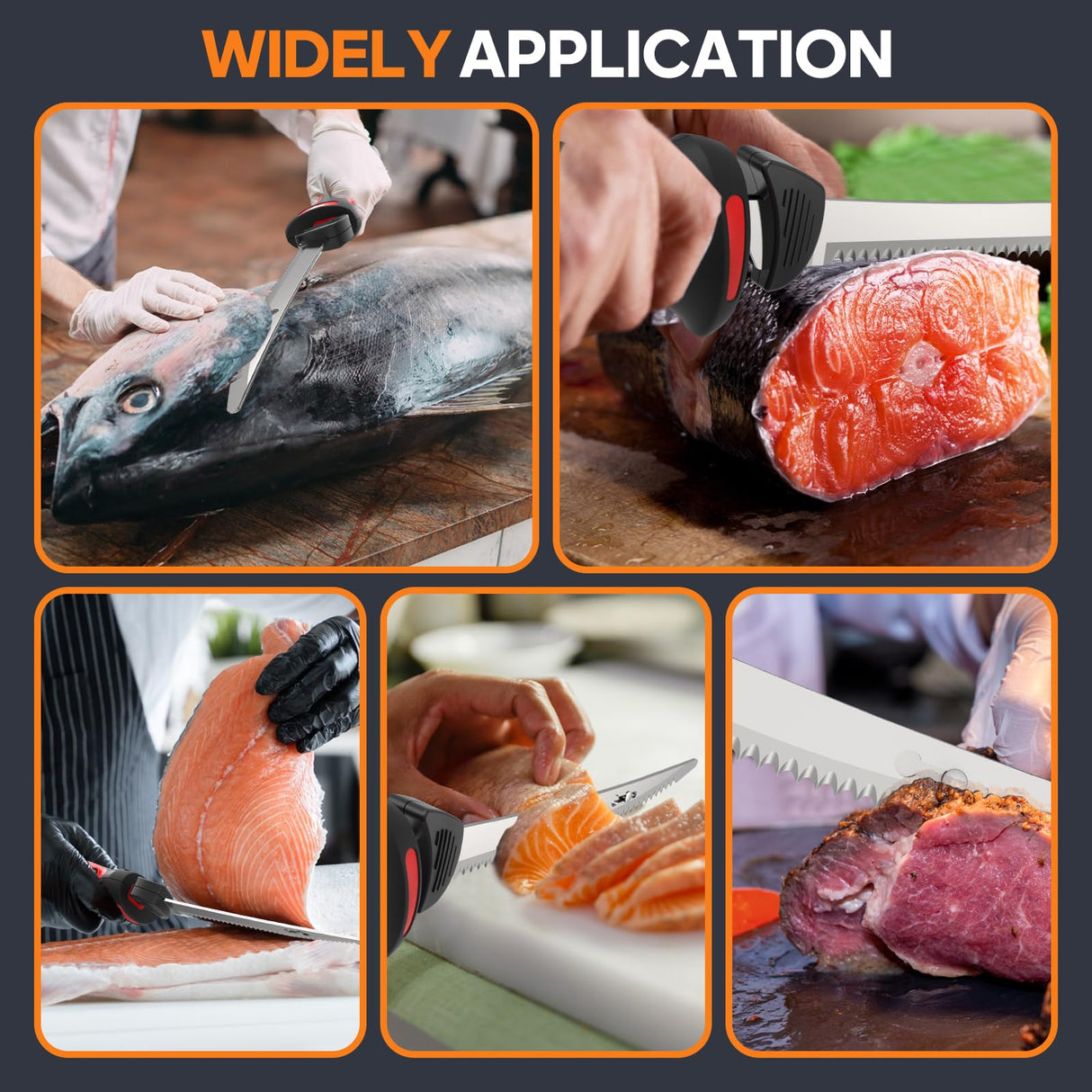 VlOXO Electric Fillet Knife - Cordless with 4 Stainless Steel Blades, Non-Slip Grip, Safety Lock, Includes Storage Case VLOXO