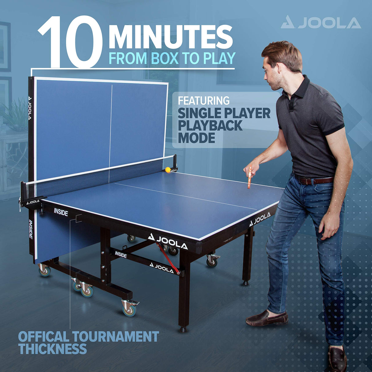 JOOLA Inside 25mm Table Tennis Table with Net Set - Features 10-Min Assembly, Playback Mode, Compact Storage JOOLA
