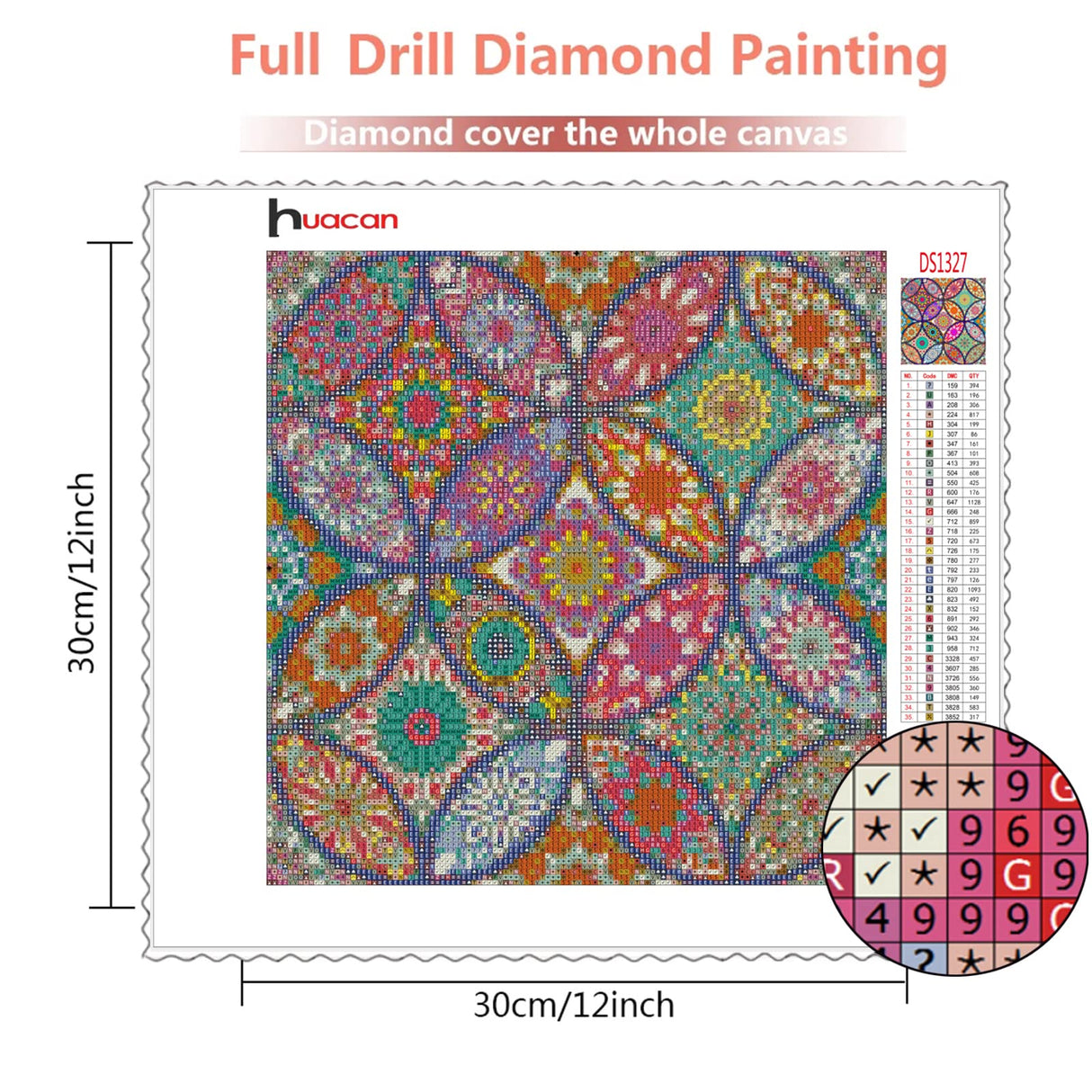 Huacan Diamond Painting Kits for Adults DIY 5D Full Square Drill Crystal Rhinestone Embroidery Pictures Arts Craft for Home Wall Decor (Mandala) Huacan