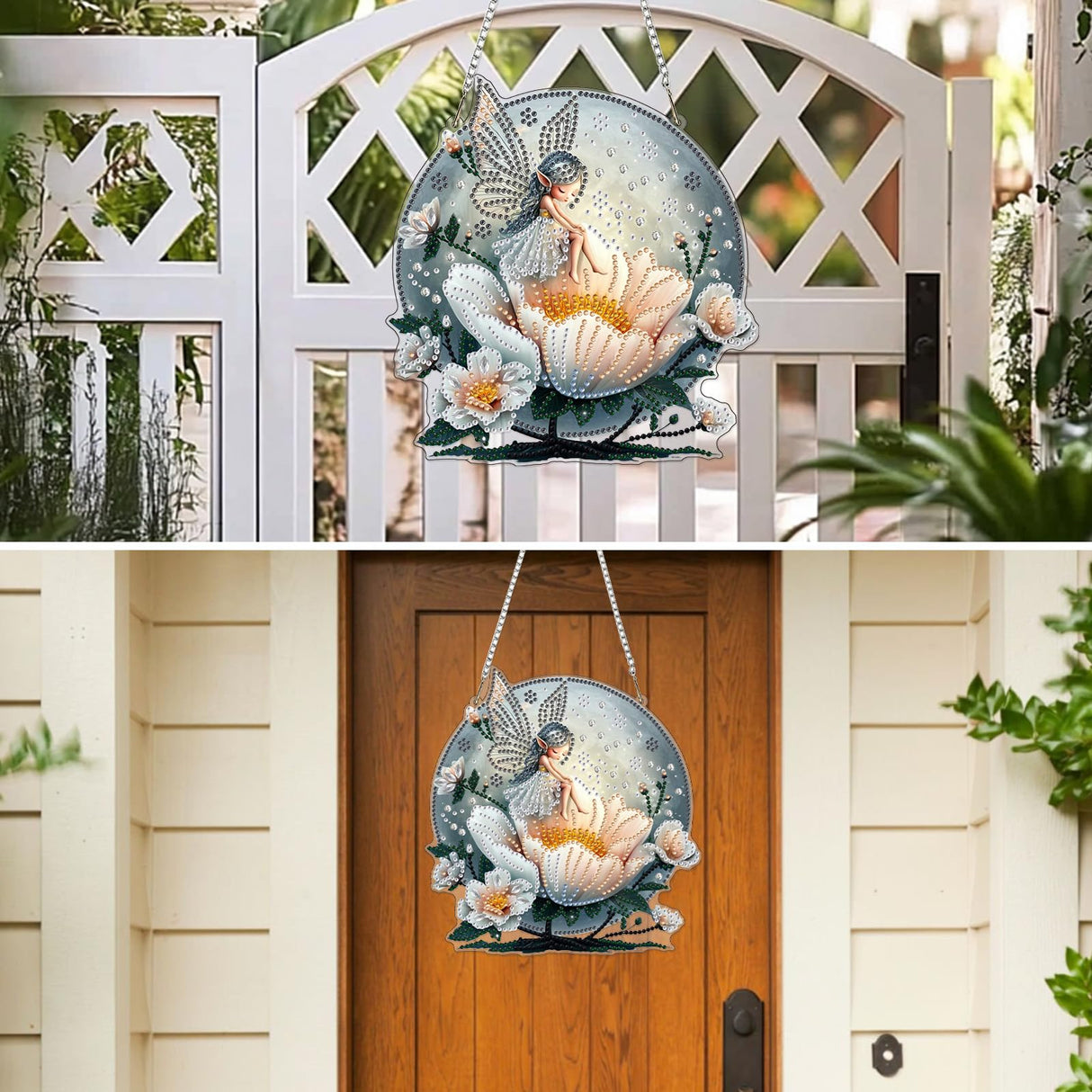 MXJSUA Moon Flower Fairy Special Shaped Hanging Diamond Painting Art Kits for Adults, Crystal Rhinestone Acrylic Gem Art Pendant Ornaments Kit for Home Decor and Gift 7.87 * 7.87 Inch MXJSUA