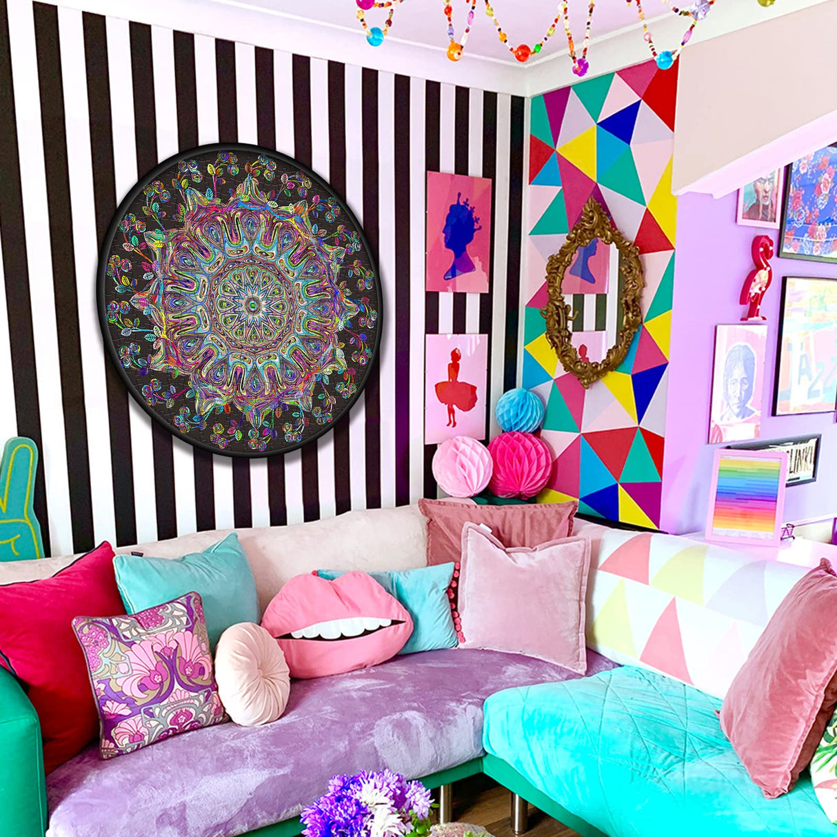 Mandala Flower Puzzles for Adults 1000 Pieces, Difficult Impossible Hard Puzzle, Round Colorful Trippy Challenge Jigsaw Puzzle PPuzzling